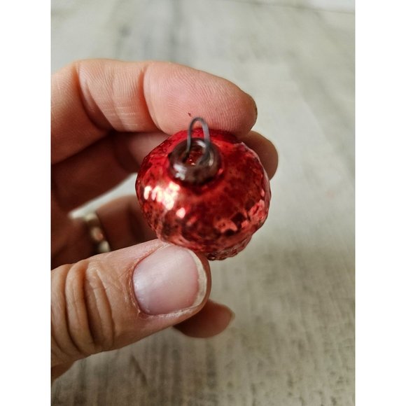 Antique Mercury glass basket mini ornament Xmas red pink ornament tree - Picture 7 of 8